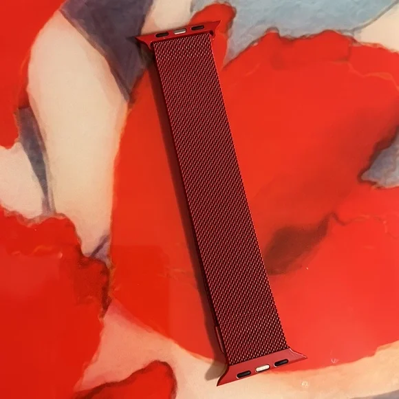 Red and Silver Milanese Loop Watch Band - Picture 3 of 3